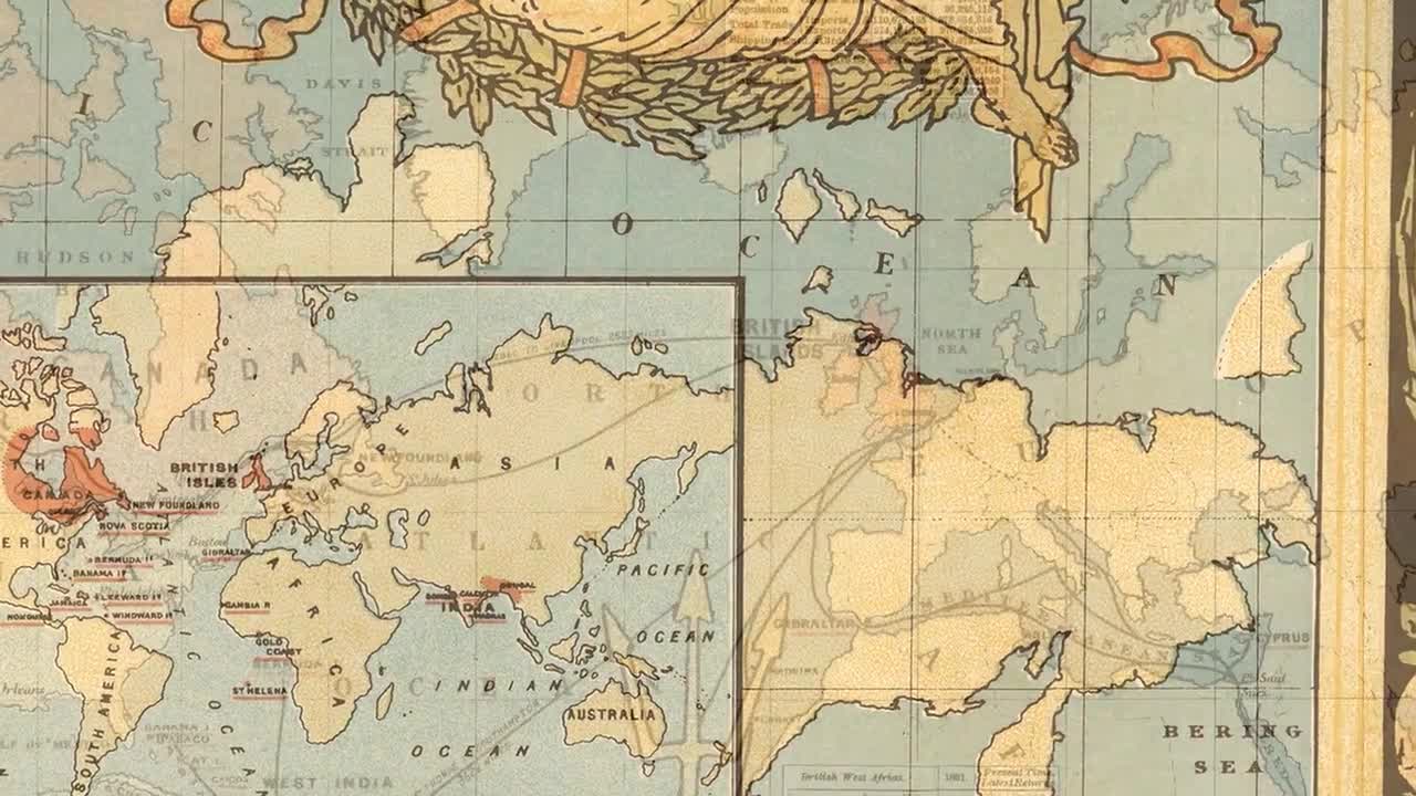 イギリス 古い地図 インテリア 大英帝国地図 - イギリスのヴィンテージ世界地図 | ファインアート